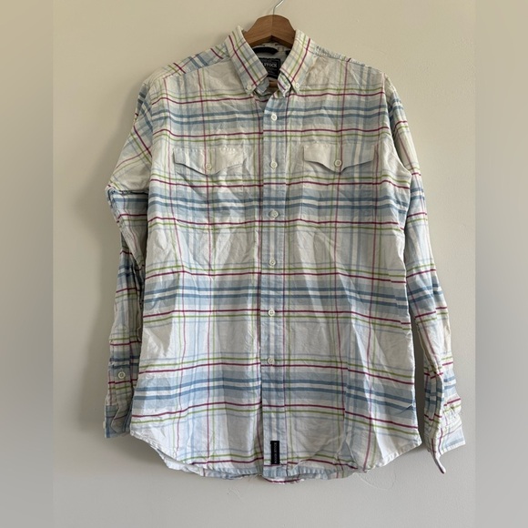 ROUGH STOCK Classic Plaid Button-Down Shirt size M - Picture 2 of 10